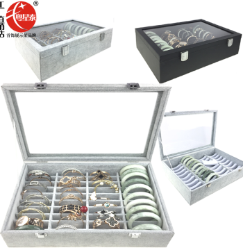 Premium Jewelry Bracelet Box with 40 Slots, Jadeite Ring and Pendant Display Case, Jade Bangle Storage and Showcase for Necklaces