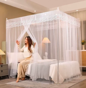 New Mosquito Net 1.8m 1.0m Frame 1.2m 1.5m Household Three-Door Bedroom Floor-Standing Thickened Anti-Mosquito