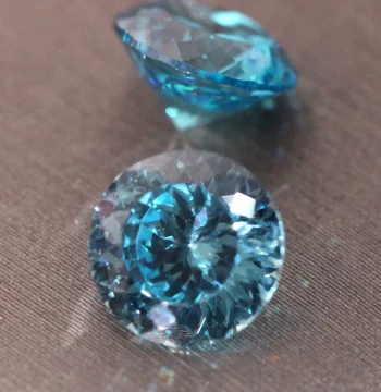 Round Star-Cut Aquamarine Loose Gem Colored Gemstone Ring Face Pendant Necklace Unset Jewelry Women's Light Luxury