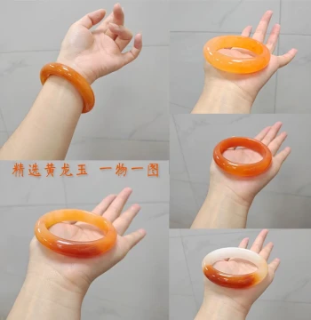 Premium Yellow Dragon Jade Bracelet, Natural Jade Bangle, Red Dragon Jade Jewelry, One Item One Photo, Great Value for Gifting
