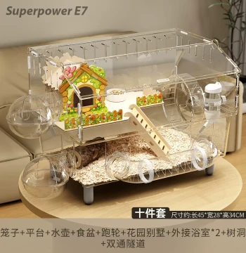 Hamster Cage Golden Bear Extra Large Space Luxury Mansion Acrylic Transparent Box Breeding Cage High Transparency Landscaping Supplies