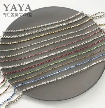 Dense Chain in Silver, Gold, Black with Rhinestones for Nail Art, Dance Costumes, Wedding Dresses, DIY Hand-Sewn Gem Accessories & Trims