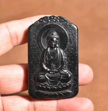 Yuxi Jewelry Special Offer Xinjiang Hetian Jade Backlit Translucent White Base Ink Jade Seed Material Mahavairocana Pendant A1