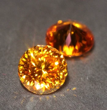Star-Cut Round Spessartine Garnet Loose Stone, Orange Gemstone, Colored Cabochon for Ring or Pendant, Carat Unset Diamond Shape