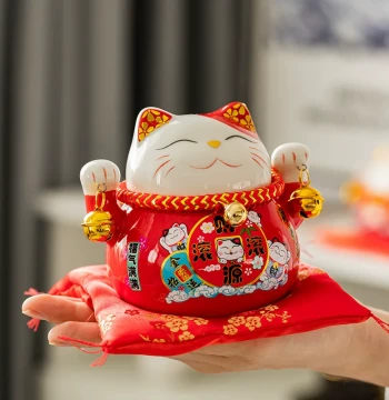 Lucky Cat Ornament Ceramic Creative Gift Home Decor Piggy Bank Living Room Household Opening Cash Register Fortune Cat