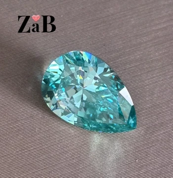 Paraiba Neon Blue Teardrop Pear-Shaped 7x10mm Loose Gemstone High-Carbon Diamond Unset Precision Cut