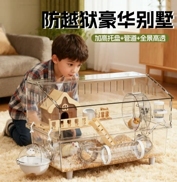 Hamster Cage Special for Golden Bears, Extra-Large Luxury Villa, Acrylic Transparent Bite-Resistant Affordable Large Habitat