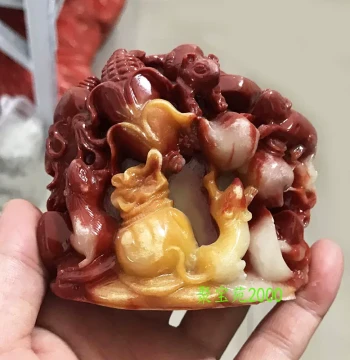 Imitation Shoushan Stone Five Rats Bringing Wealth Ornament, Jade Five Rats Attracting Fortune and Enhancing Luck Desktop Display, Five Rats Delivering Blessings with Ingots, Fortune and Prosperity