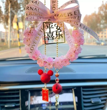 2025 New Car Ornament, Viral Rearview Mirror Hanging Decor for Women, High-End Interior Pendant, Peace and Joy Accessory