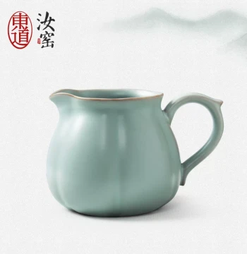 Dongdao Ru Kiln Tea Set for Office Reception, Small Fairness Cup, Small-Bellied Tea Sea in Sky-Blue Glaze