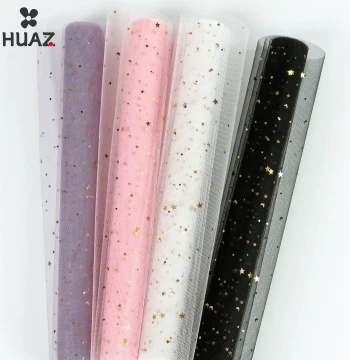 Sequin Star Moon Mesh Snow Dot Tulle Bouquet Wrapping Star Mesh Flower Wrapping Tulle Gold Foil Fresh Flower Supplies
