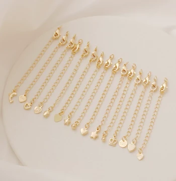 14K Gold Filled Chain DIY Handmade Accessories Heart Piece/Lobster Clasp Spring Clasp Bud End Chain/Extension Chain 6.5cm