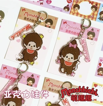 Monchhichi Cartoon Authentic Classic Character Vertical Acrylic Clip Cute Pendant Rotating Ruler