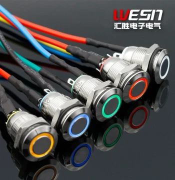 12mm Metal Push Button Switch with Light, Self-Resetting Self-Locking High-Head Small Round Momentary Button