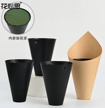 Huaxinsi Ice Cream Flower Bucket Conical Flower Arrangement Packaging Box Bouquet Liner Fresh Flower DIY Materials Floral Supplies