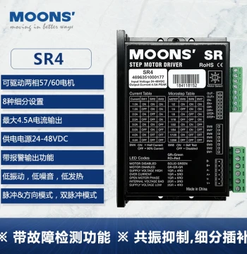 MOONS Stepper Motor Drivers SR2/3-mini/SR4/8/-PLUS/SRAC2/4/8SRX04