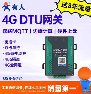 USR 4G DTU Module CAT1 Communication MQTT Gateway Data Transparent Transmission 232/485 Wireless LTE Isolated G771
