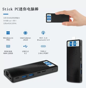 PC Stick Portable Mini Computer Host Win11 Micro Pocket 4K Gaming Office Home Minipc