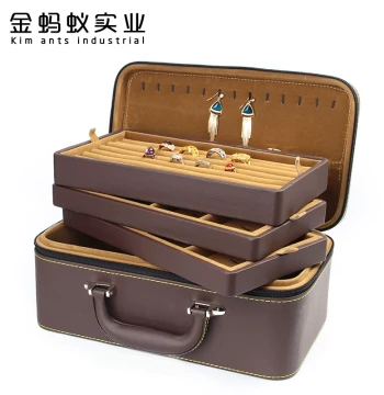 High-End Leather Jewelry Box Multi-Function Travel Portable Large Capacity Multi-Layer Detachable Jewelry Storage Box