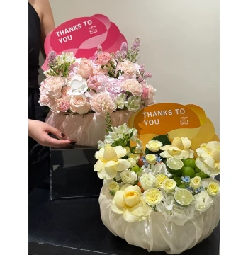 Dingfeng Creative Puff Lace Gift Box Ballet Style French Fruit Floral Packaging Box Includes Waterproof Inner Box