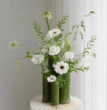 Fresh Bamboo Tube Vase Flower Arrangement Chinese Style Ornament Wedding Ring Creation Decoration Green Bamboo Bamboo Node National Style Floral Landscaping