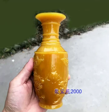 Imitation Huanglong Jade Peace and Ruyi Dragon-Phoenix Jade Vase Ornament, Home Living Room Wine Cabinet Decoration, Housewarming Gift