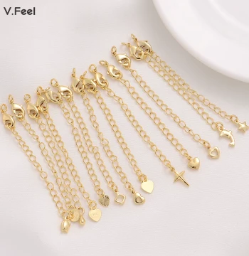 18K Gold-Plated Color-Safe Necklace Extension Chain with Lobster Clasp - Handmade DIY Bracelet Adjustment Lengthening Tail Chain 7cm