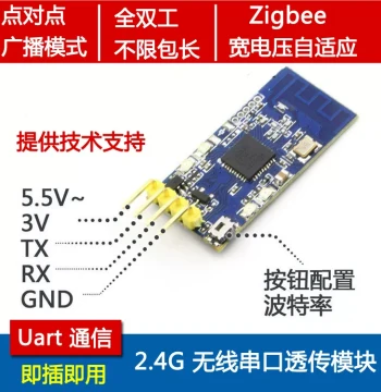 2.4G Zigbee Wireless Serial Transceiver Module CC2530 Data Transparent Transmission Point-to-Point Broadcast Mode TTL