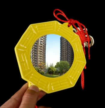 Bagua Mirror Ceramic Convex Mirror Feng Shui Hanging Ornament Balcony Window Main Entrance Nine Palace Flat Concave Convex Mirror Portable Home Luo Jing Compass