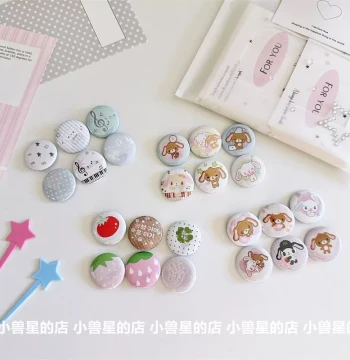 Mini Badge 25mm Cute Cartoon Bunny with Music Note and Strawberry Design