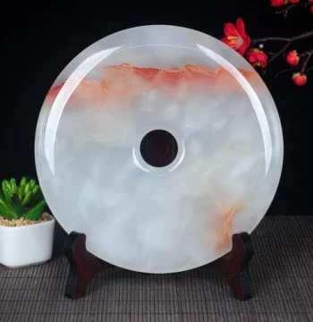 Natural Afghan Jade Peace Buckle Ornament He Shi Bi Living Room Entryway Home Craft Jade Ornament Jade Disc