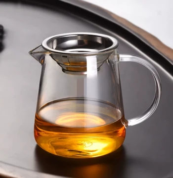 Thickened Fairness Cup with Integrated Glass Tea Strainer - Heat-Resistant Large Tea Server for Gongfu Tea Sets