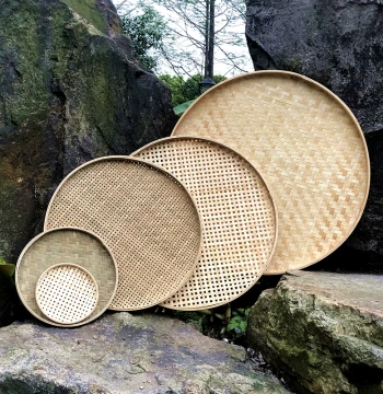 Bamboo Woven Winnowing Basket with Holes, Rice Sifter, Home Use Bamboo Tray, Bamboo Basket, Round Drying Tray, Decorative Bamboo Products