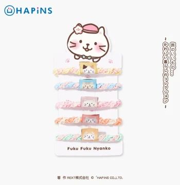 Japan HAPiNS Cute Kitten Hair Tie High Elasticity Rubber Band Women's Hair Rope Hair Circle Bun Hair Accessory 5-Pack