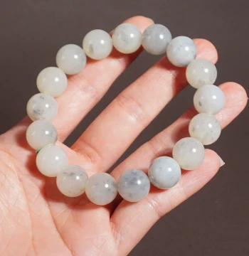 Special Price Fangyan Hetian Jade Xinjiang Oily Fine Ink-Float Blue-and-White Seed Material 12mm Round Beads Unisex Bracelet A6