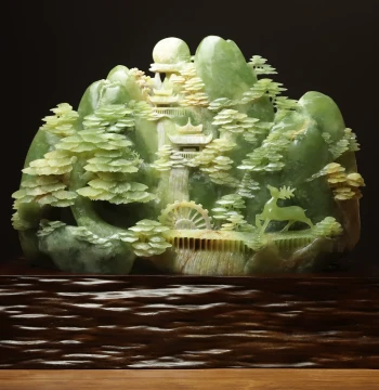 Shangpin Meige Natural Xiuyan Jade Whole Stone Original Color Landscape Art Large Display Piece for Entryway or Office FA173