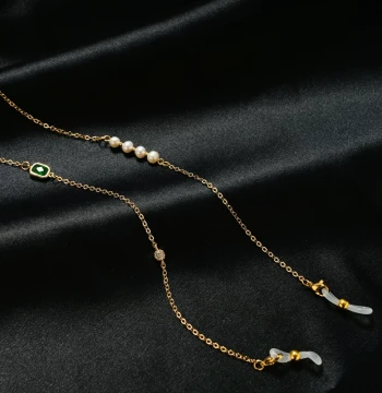 DIY Eyeglass Chain for Women, Shell & Pearl Necklace Strap, Korean Style Sunglasses Chain, Mask Cord, Headphone Strap, Real Gold Plated, Sweat-Resistant