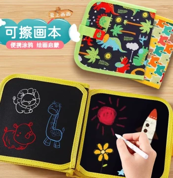 Children's Erasable Drawing Board Portable Doodle Sketchbook Coloring Painting Toy for Ages 1-2 Baby Small Blackboard Home Use