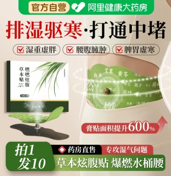 Moxibustion Patch Mugwort Navel Patch for Dampness Removal and Fat Burning, Herbal Abdominal Slimming Patch to Eliminate Internal Damp-Cold via Hot Compress