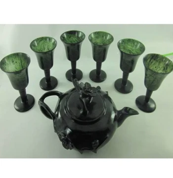 Authentic Jiuquan Luminous Cup; Dunhuang Specialty Natural Black Jade Goblet and Pot Set; Wine Cups and Drinkware
