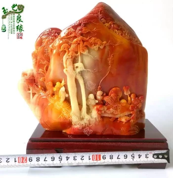 Genuine Jade Imitation Ancient Shoushan Stone Ornament 'Soaring to the Clouds', Water Stone Mountain Material Piece, Office and Home Carved Jade Jewelry