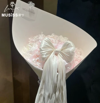 Versatile French Pearl Satin Bow Fabric for Fresh Flower Bouquet Decoration, Floral Craft DIY Materials