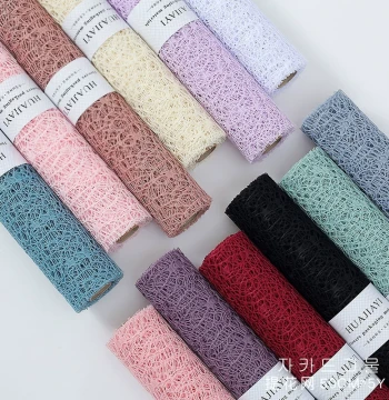 HuaZhongQing Jacquard Mesh Netting Roll for Bouquet Lining and Floral Packaging – DIY Flower Wrapping Gauze Material