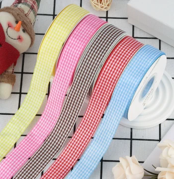 2.5cm Plaid Ribbon, Decorative DIY Handcraft Materials, Colorful Woven Flower Wrapping Ornaments, Gift Box Bows