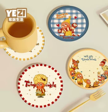 Star Person Round Coaster, Cartoon Hard Diatomaceous Earth Desktop Absorbent Pad for Office, Sink Drainage & Quick-Drying Mat