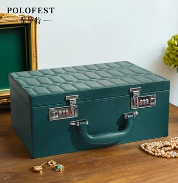 2022 New Premium Jewelry Box with Combination Lock for Jadeite, Colored Gems, Rings, and Bracelets
