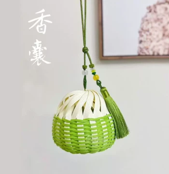 Rattan Woven Small Sachet Incense Pouch, Handmade DIY Material Kit, Wide Paper Rattan Weaving Chinese Style Hanging Ornament for Dragon Boat Festival and Mid-Autumn Festival