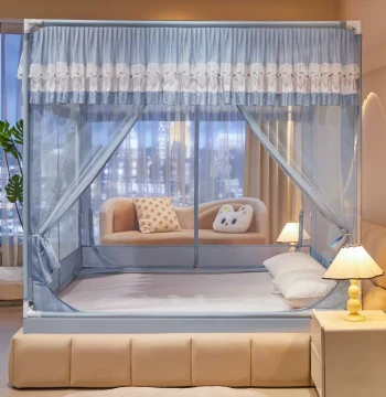 Class A Encrypted TU-Type Fitted Sheet Style Return-Bottom Anti-Fall Mosquito Net Home 3-Door Fully Enclosed Zipper Square Net Thickened Frame