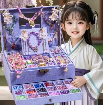 Children's Bracelet Toy Beading Craft DIY Materials Little Girl Beads Girls' Birthday Gift Ancient Style Gift Box 6