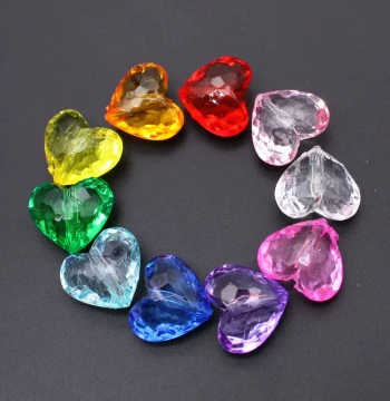 Transparent Acrylic Imitation Crystal Plastic Heart Gems, DIY Bracelet and Necklace Beads for Little Girls, Heart-Shaped Bead Gift